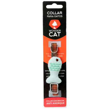 Wonder Cat Collar Pez Verde Agua